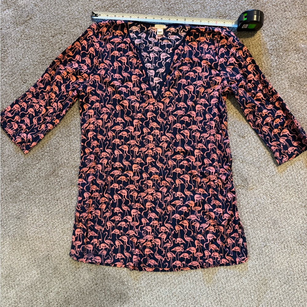 J Crew - Flamingo Print V-Neck Women's Top